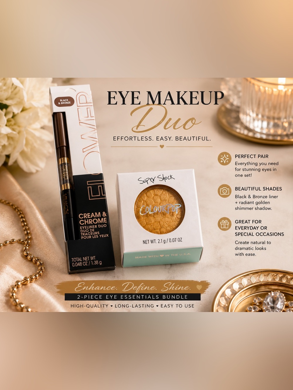 ✨ FLOWER BEAUTY + COLOURPOP 2-PIECE EYE MAKEUP BUNDLE ✨